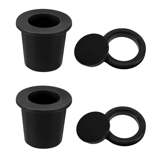 2 Stück Schirmlochabdeckung Tisch und 2 Stück Abdeckungen, Robustes Silikon-Kegelkeil-Steckerset für 5-6,35cm Löcher im Freien für Terrassen Garten Strand (Schwarz) von Lyreh