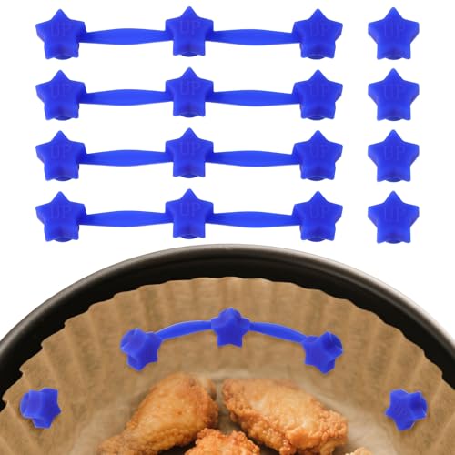 8stk Set Silikon Heißluftfritteuse Magnet, Inklusive 4 Sternförmigen Langen Streifen Backpapier Magnete 4 Sternförmigen Magnetschnallen zum Festhalten von Pergamentpapiereinlagen(Blau) von Lyreh