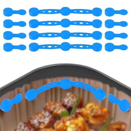 Lyreh 12stk Heißluftfritteusen Magnete, Vielseitige Silikon Magnetverschlüsse Hitzebeständiges Zubehör Heißluftfritteuse zum Fixieren Backpapier Verhindert Abdeckung von Lebensmitteln (Blau) von Lyreh