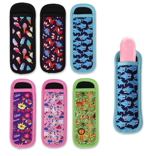 Lyreh 6 Stück Eis Pop Hüllen, Popsicle Halter für Kinder Wiederverwendbare Eis Pop Beutel für Jungen Mädchen von Lyreh