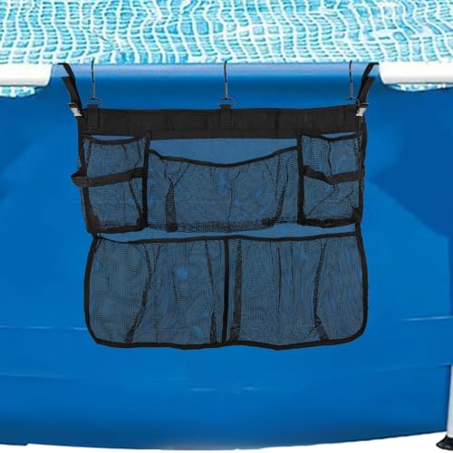 Lyreh Oberirdische Pool Aufbewahrungstasche, 61x51cm Netz Hängetasche für Pools Aufbewahrungs Organizer am Poolrand Behälter für Zäune Innenbereich Terrasse Decks von Lyreh