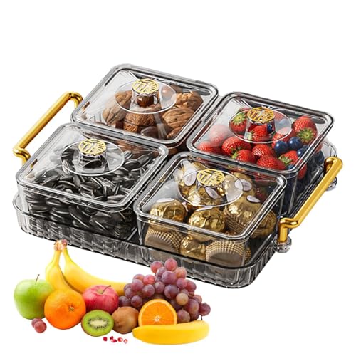 Geteiltes Serviertablett - Einzigartiges Aperitiftablett für Snacks, kompaktes Snacktablett transparent | Edles & robustes Serviertablett mit Griff und beweglichem Fach für von Lyricalist