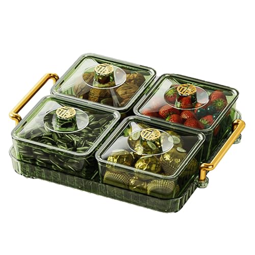 Geteiltes Serviertablett - Einzigartiges Aperitiftablett für Snacks, kompaktes Snacktablett transparent | Edles & robustes Serviertablett mit Griff und beweglichem Fach für von Lyricalist