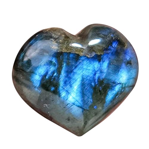Labradorit Herzstein - Reiki kreativ poliertes Mineral | Herzförmiger Taschenstein | Reiki Pocket Crystal Tumble Collection Mineral Collection | Herzform Puffsteine für von Lyricalist