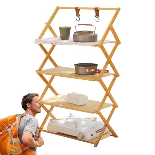 Lyricalist Folding Camping Shelf - Lagerregal Camping Racks Multi Tier Folding Table Camping Storage Shelf Folding Table Wear Resistant Compact Camping Regal Folding Table for Outdoor Use and Home von Lyricalist