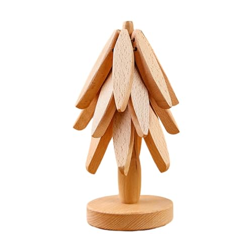 Wooden Trivet, Anti Scald Mat Wooden Table Mat, Foldable Tree Shape Wood Hot Pads, Beech Ornament Insulation Mat, Teapot Potholder, Trivet Set Coaster Tree Mat for Teapot and Hot Pots von Lyricalist