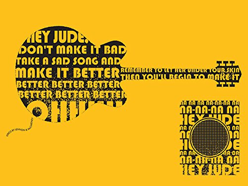 Lyrics by Lennon & McCartney Hey Jude Guitar Leinwanddruck, Mehrfarbig, 60 x 80 cm von Lyrics by Lennon & McCartney