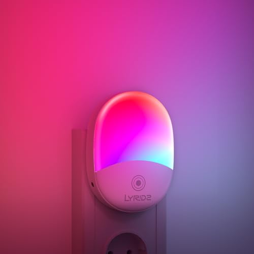 Lyridz Nachtlicht Steckdose mit Dämmerungssensor, Dimmbare Farbwechsel RGB LED Leuchte Berührungssensitives, Baby Kinderzimmer SchlafzimmerToilette Atmosphäre 2Stück von Lyridz