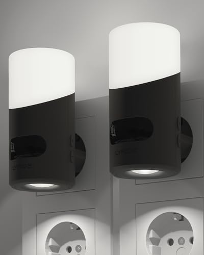 Lyridz Nachtlicht Steckdose mit Bewegungssensor Oberen und Unteren Beleuchtung Ultrahelles, 2 Stück Dimmbares Nachtlampe Kaltes Weiß LED Nachtlicht mit 3 Modi für Schlafzimmer, Küche, Flur, 6500K von Lyridz