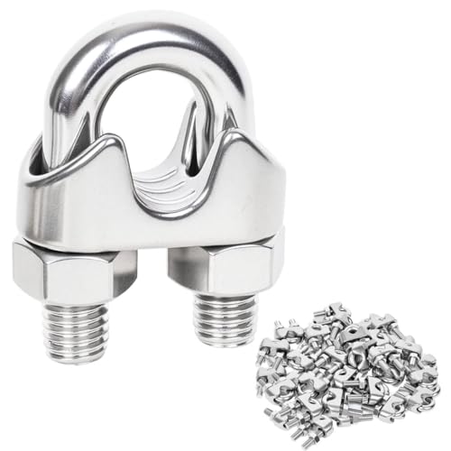 24 Stück M3 Zoll Edelstahl Drahtseil Kabelklemme Clips, Drahtseilklemme, Kabelklemme(M3, 24) von Lyrlidr