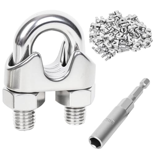 6 Stück M6 Zoll Edelstahl Drahtseil Kabelklemme Clips, Drahtseilklemme, Kabelklemme (M6, 6) von Lyrlidr