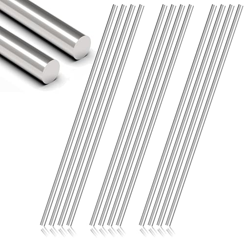 Lyrlidr 12 Stück 1/4x 12 Zoll Edelstahlstäbe 304 Edelstahl Vollrundstab, Metallschaft, Edelstahl glatte Stangen für Industrie, Metallbearbeitung Hobbys und Heimwerken (12, 1/4x12in) von Lyrlidr