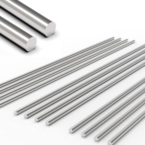 Lyrlidr 12 Stück 1/8 x 12 Zoll Edelstahlstäbe 304 Edelstahl Vollrundstab, Metallschaft, Edelstahl glatte Stangen für Industrie, Metallbearbeitung Hobbys und Heimwerken (12, 1/8x12in) von Lyrlidr