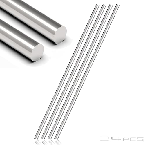 Lyrlidr 24 Stück 1/8 x 12 Zoll Edelstahlstäbe 304 Edelstahl Vollrundstab, Metallschaft, Edelstahl glatte Stangen für Industrie, Metallbearbeitung Hobbys und Heimwerken (24, 1/8x12in) von Lyrlidr