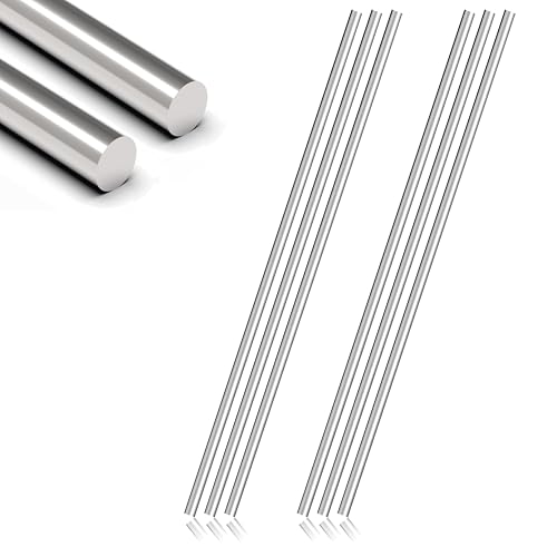 Lyrlidr 6 Stück 1/4 x 12 Zoll Edelstahlstäbe 304 Edelstahl Vollrundstab, Metallschaft, Edelstahl glatte Stangen für Industrie, Metallbearbeitung Hobbys und Heimwerken (6, 1/4x12in) von Lyrlidr