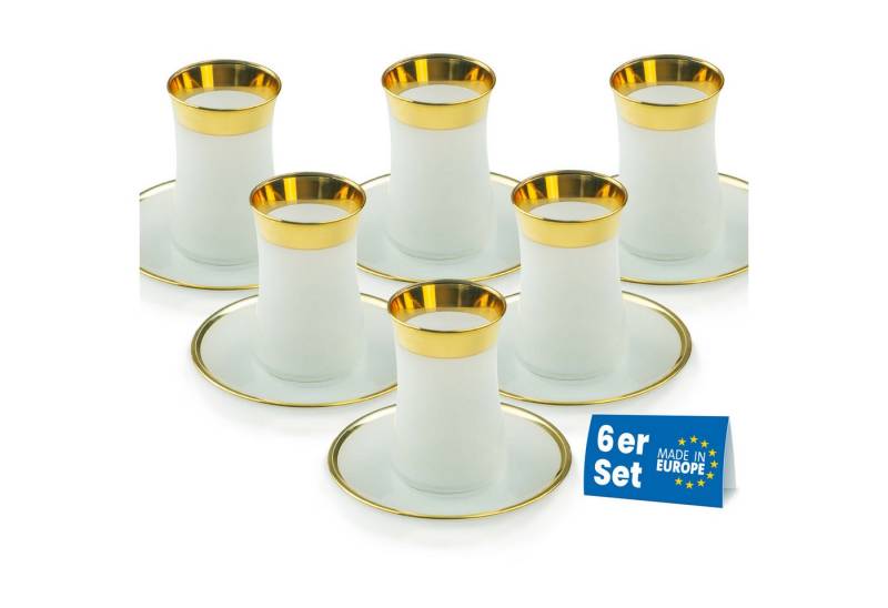 Lyros Teeglas & Untersetzer, Handverarbeitet, Türkische Teegläser, Cay Bardagi von Lyros
