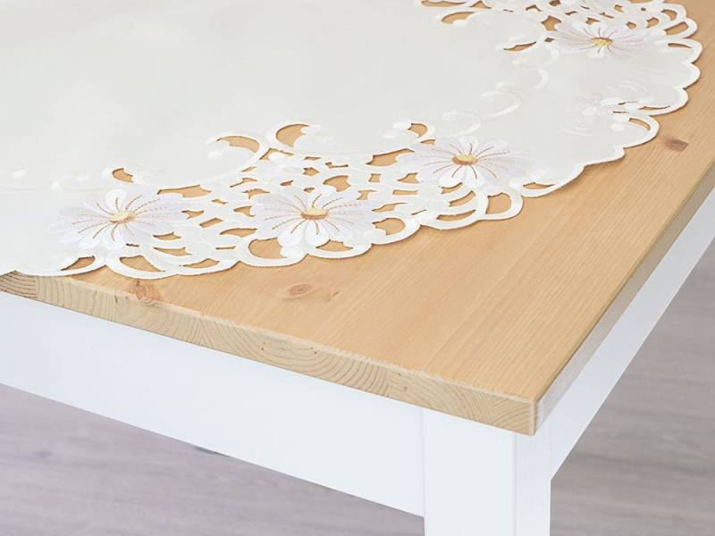 LYSEL® Mitteldecke Blütenstickerei (1-tlg), LxHxB 85x85x85cm von Lysel