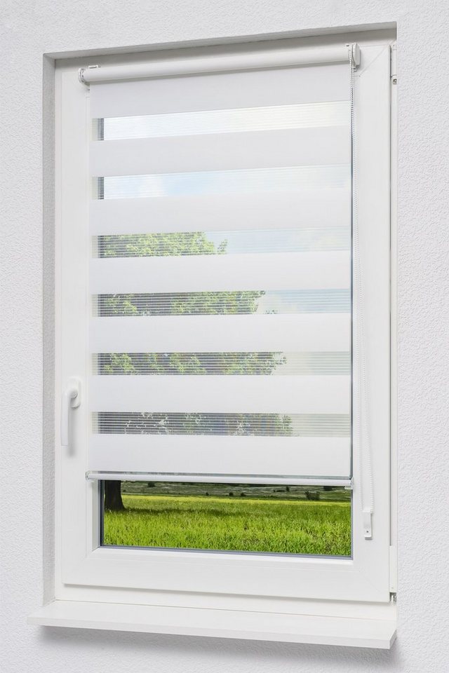 Rollo Qualitätsdoppelrollo Klemmtr. Reinweiß, LYSEL®, blickdicht, HxB 150x60cm von Lysel