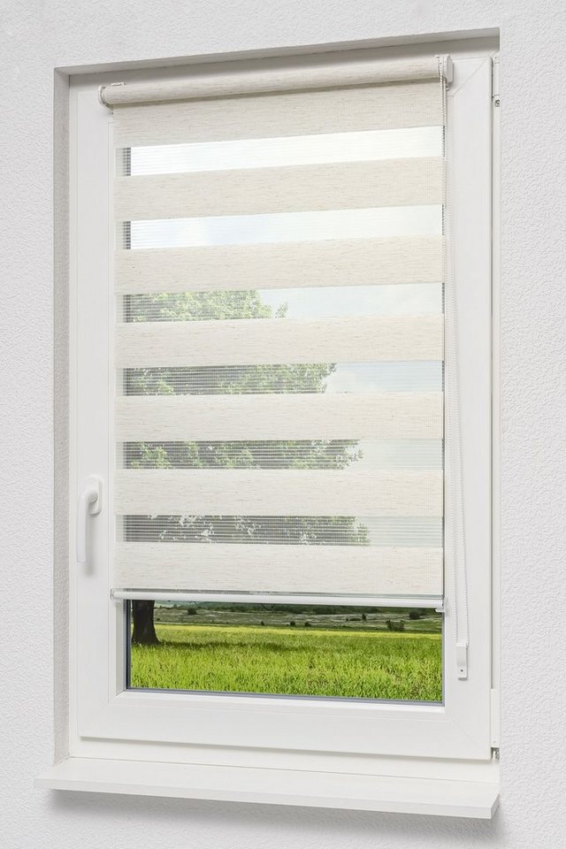 Rollo Qualitätsdoppelrollo Klemmträger Leinen, LYSEL®, blickdicht, HxB 150x60cm von Lysel