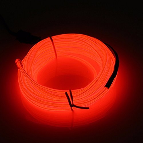 COVVY Wasserdicht Flexibel 3M 9 FT Neon Beleuchtung Lichtschlauch Leuchtschnur EL Kabel Wire mit 3 Modis für Disco Party Kinder Halloween Kostüm Kleidung Weihnachtsfeiern(Rot) von COVVY