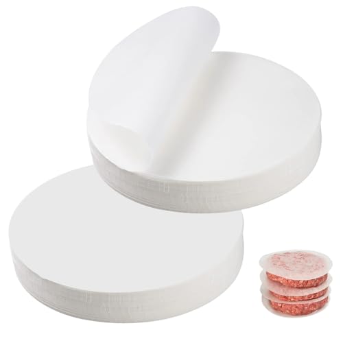 1000 Stück Hitzebeständig Burger Papier, Ø 11 cm Burgerpapier Rund Pergament Papier, Antihaftpapier für Patties, Ölbeständig Backpapier für Hamburgerpresse, Kleine Hamburger Patty Trennpapier von Lytonix