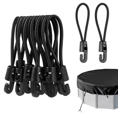12 Stück Spanngummi mit Haken Kurz 10 cm Gummi Expander,Planenspanner mit Haken,Robuster Gummispanner Vielseitiger Gummibänder Schwarz für Plane,Netze Camping,Zelte Anhängerplane,Banner von Lytonix
