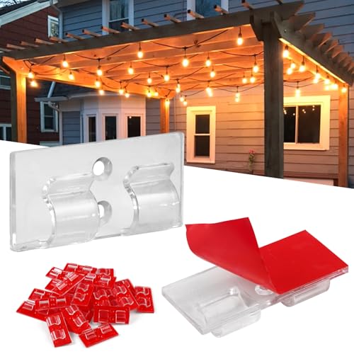 25 Stück Klebehaken Outdoor Wetterfest Haken für Indoor,Außenbereich Clips Halterung,Kabelhalter Selbstklebend Klein,Kabelklemmen Transparent Wand Kabelbefestigung für Hängende Lichterkette Kugel von Lytonix