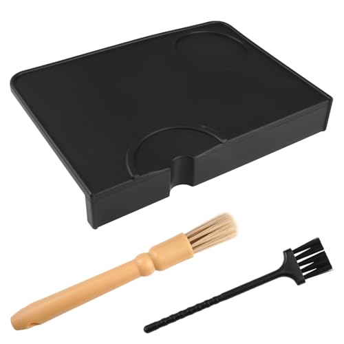 Kaffee Tampermatte, 21x15cm Espresso Tampermatte mit 2 Bürsten, Tischkantenschutz, Kaffee Tamping Matte, Lebensmittelgerechtes Silikon Barista Matte, Kaffee Tamper Mat für Home Kitchen Bar Café von Lytonix