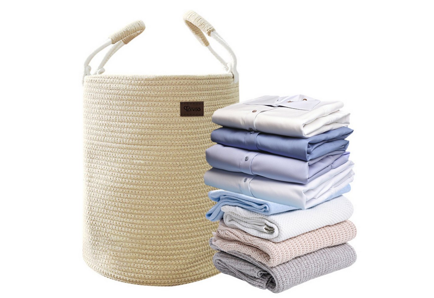 Lyveo Wäschekorb aus Baumwolle 40 L / 58 L Wäschesammler Aufbewahrungskorb mit Griff, Wäschebehälter für Kleidung, Decken, Spielzeug Lyveo Wäschekorb aus Baumwolle 40 L / 58 L Wäschesammler Aufbewahrungskorb mit Griff, Wäschebehälter für Kleidung, Decken, Spielzeug von Lyveo