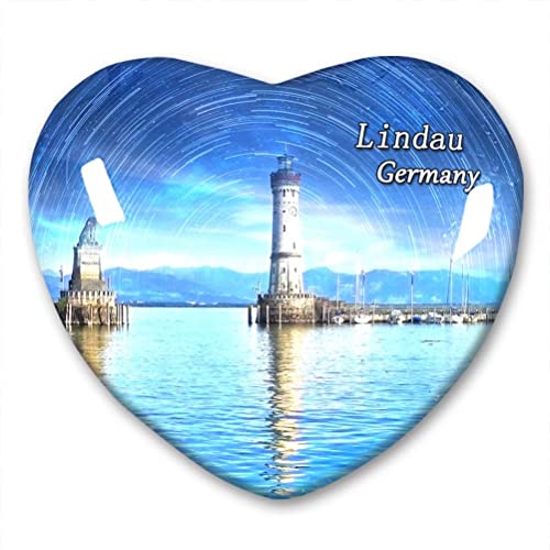 Deutschland Lindau Kühlschrankmagnet Kühlschrankaufkleber Kollektion Dekomagnet Reise-Souvenir Herzform Kristallglas von Lywallca