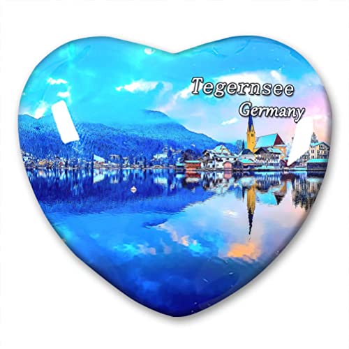 Lywallca Deutschland Tegernsee Kühlschrankmagnet Kühlschrankaufkleber Kollektion Deko Magnet Reise-Souvenir Herzform Kristallglas, 5.1cm*4.5cm*1.1cm von Lywallca