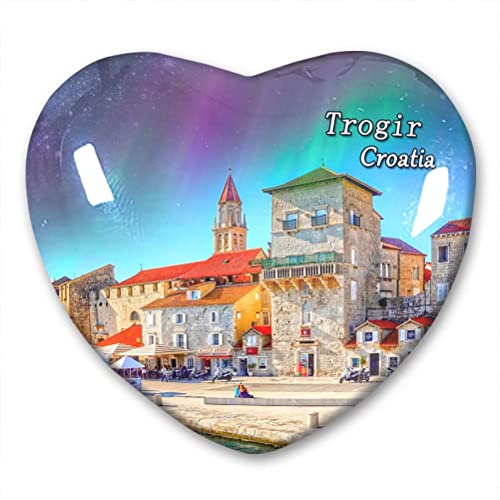 Kroatien Trogir Kühlschrankmagnet Kühlschrankaufkleber Kollektion Dekorativer Magnet Reise-Souvenir Herzform Kristallglas von Lywallca