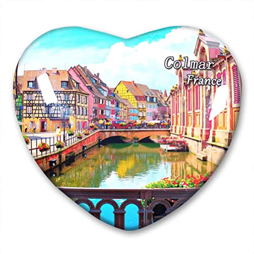 Kühlschrankmagnet, Motiv: Frankreich, Colmar, Kühlschrank, Aufkleber, Kollektion, dekorativer Magnet, Reise-Souvenir, Herzform, Kristallglas von Lywallca