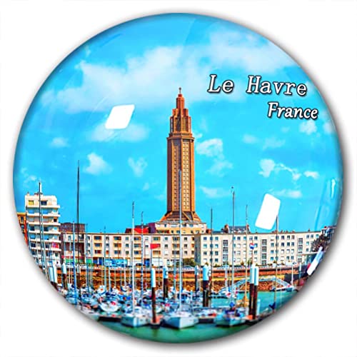 Kühlschrankmagnet, Motiv: Frankreich, Le Havre, dekorativer Magnet, Reise-Souvenir, Kristallglas von Lywallca