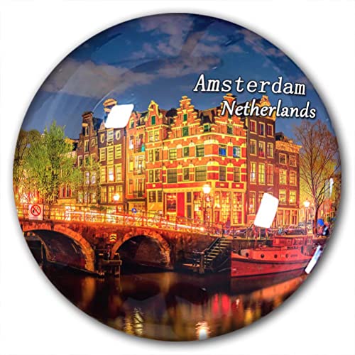 Niederlande Amsterdam Kühlschrankmagnet Kühlschrank-Aufkleber, dekorativer Magnet, Reise-Souvenir, Kristallglas von Lywallca