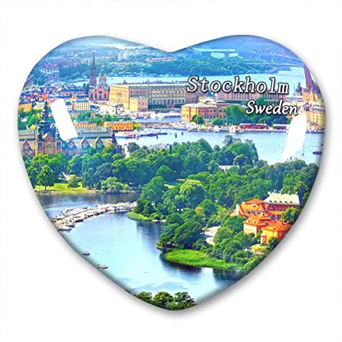 Schweden Stockholm Kühlschrankmagnet Kühlschrankaufkleber Kollektion Dekorativer Magnet Reise-Souvenir Herzform Kristallglas von Lywallca