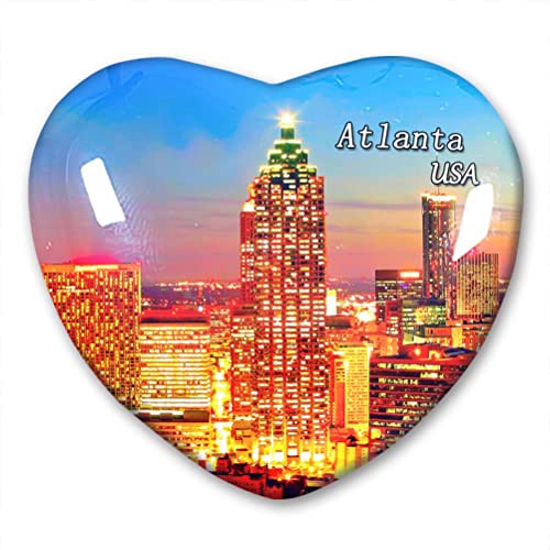 USA Atlanta Kühlschrankmagnet Kühlschrankaufkleber Kollektion Dekorativer Magnet Reise-Souvenir Herzform Kristallglas von Lywallca