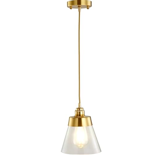 Lywins® E27 Gold Kupfer Glas Modern nordisch Pendelleuchte Hängende Leuchte Esszimmer Dekor Küchenbeleuchtung Inselbeleuchtung Modernes Dekor Pendelleuchte Kristalllicht von Lywins