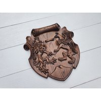 Wappen Löwen, Wanddekor Für Haus Und Büro, Holzplatte von LyxDecor