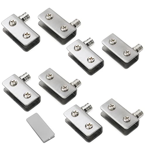 8 Stück Glastürscharniere 90° schwenkbar Türscharnier ohne Bohren Glastür Stoß, 304 Edelstahl, passend für 5-8 mm dickes Glas, Silber (Silver-8pcs) von Lyxtiorn