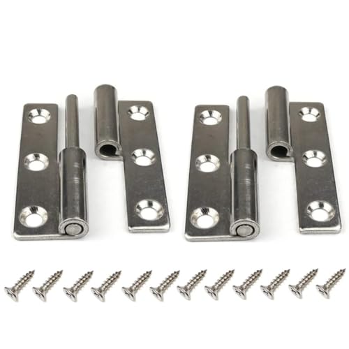 Abnehmbare Türscharniere Heavy Duty Fensterscharnier 304 Edelstahl für Innen- und Außentüren (Silver, Linkshänder 4inch-2pcs) von Lyxtiorn
