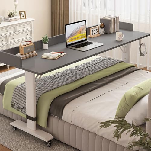 LyzqxHL Höhenverstellbarer Stehschreibtisch mit Rädern in Queen-Size-Größe – Mobiler Betttisch for den Heim- und Krankenhausgebrauch(Grey with Baffle,70.9" W) von LyzqxHL