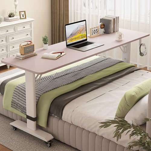 LyzqxHL Höhenverstellbarer Stehschreibtisch mit Rädern in Queen-Size-Größe – Mobiler Betttisch for den Heim- und Krankenhausgebrauch(Light,51.2" W) von LyzqxHL