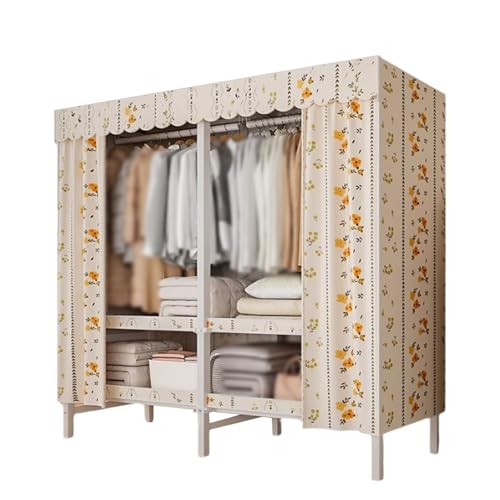 LyzqxHL Tragbarer Kleiderschrank, Polyesterschränke mit Vorhang, Faltbarer Organizer, platzsparender Kleiderschrank(Large) von LyzqxHL