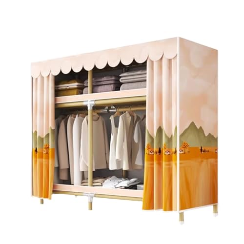 LyzqxHL Tragbarer Kleiderschrank, Polyesterschränke mit Vorhang, Faltbarer Organizer, platzsparender Kleiderschrank(Large) von LyzqxHL