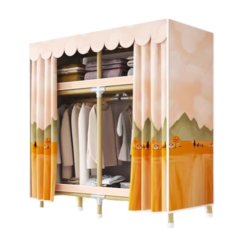 LyzqxHL Tragbarer Kleiderschrank, Polyesterschränke mit Vorhang, Faltbarer Organizer, platzsparender Kleiderschrank(Small) von LyzqxHL
