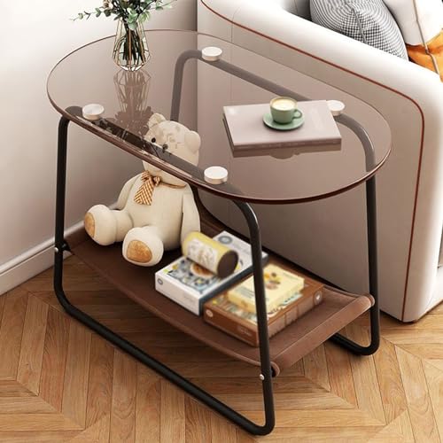 Moderner Couchtisch mit Ottomane aus Holz und Stauraum. Mitteltische mit doppelschichtiger Tischplatte aus gehärtetem Glas. Ideal als Sofaseite im Wohnzimmer oder Schlafzimmer. Mit oder ohne Rollen er von LyzqxHL