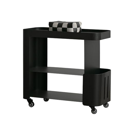 Moderner Couchtisch mit Ottomane aus Metall mit Stauraum, Ständer, Mitteltische mit feststellbaren Rollen, 3-stufiges Regal und Snacktablett, perfekt for kleine Räume im Wohnzimmer, Schlafzimmer oder von LyzqxHL