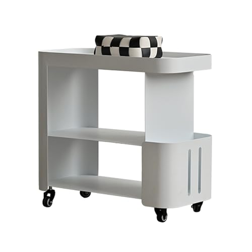 Moderner Couchtisch mit Ottomane aus Metall mit Stauraum, Ständer, Mitteltische mit feststellbaren Rollen, 3-stufiges Regal und Snacktablett, perfekt for kleine Räume im Wohnzimmer, Schlafzimmer oder von LyzqxHL