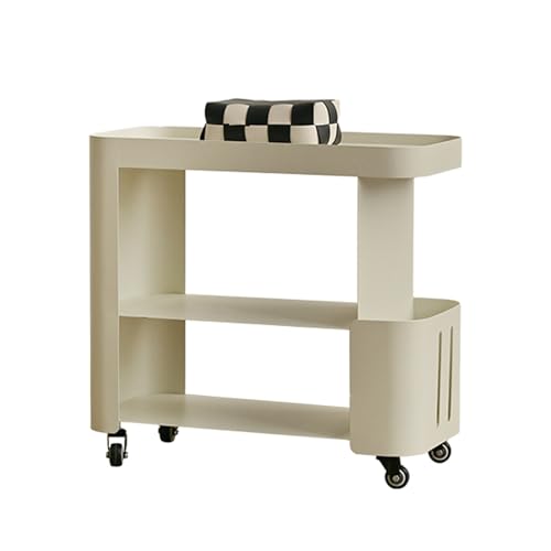 Moderner Couchtisch mit Ottomane aus Metall mit Stauraum, Ständer, Mitteltische mit feststellbaren Rollen, 3-stufiges Regal und Snacktablett, perfekt for kleine Räume im Wohnzimmer, Schlafzimmer oder von LyzqxHL
